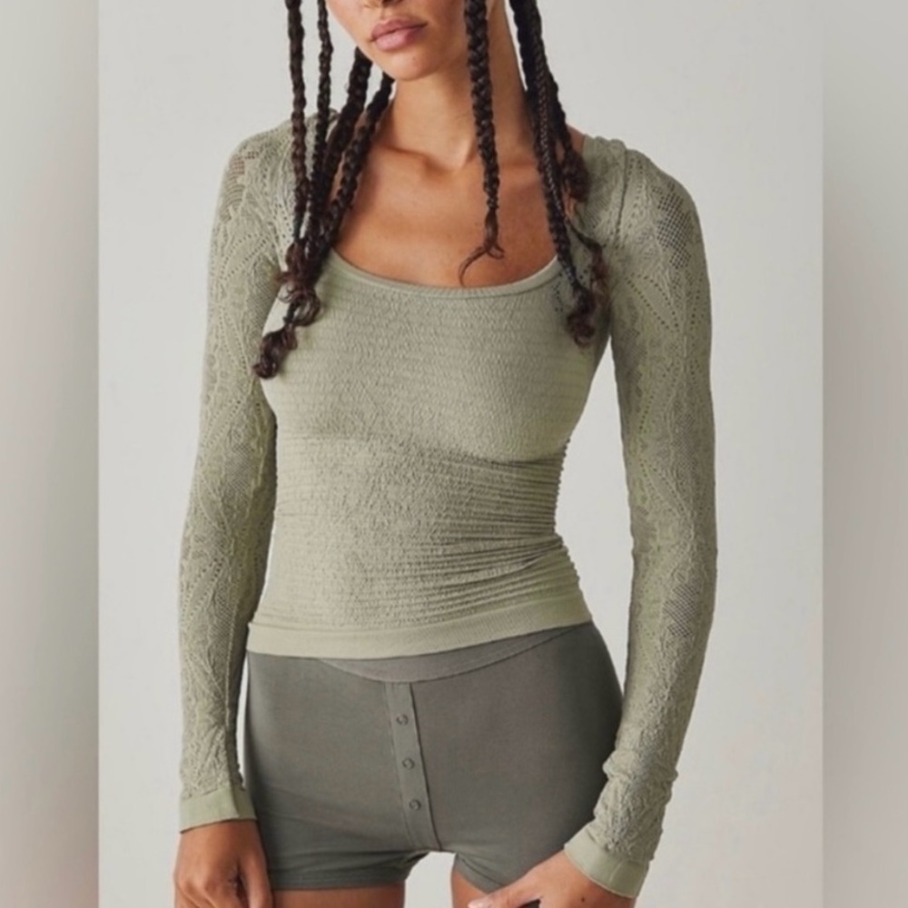 SOLD OUT COLOR Free People Sage Design Scrunch Long Sleeve Top Intimately Free